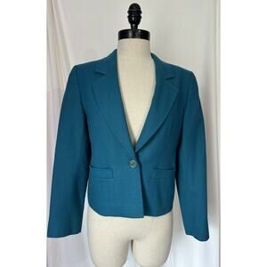 Pendleton Petite Virgin Wool Blazer Jacket Vintage Turquoise Womens 2
